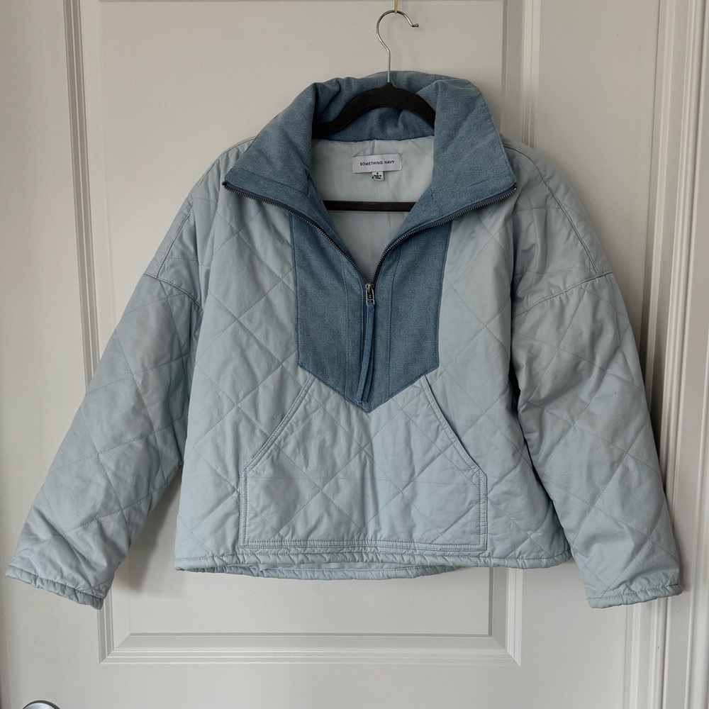 Something Navy Quilted Quarter Zip Jacket